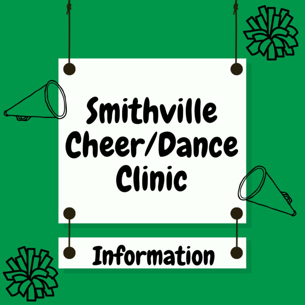 cheer and dance clinic flyer, pom poms
