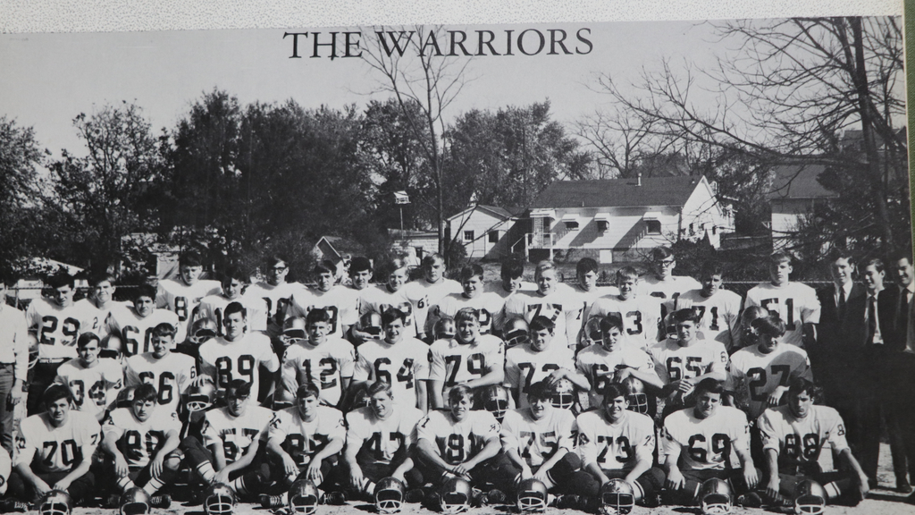 1969 football team poses for picture