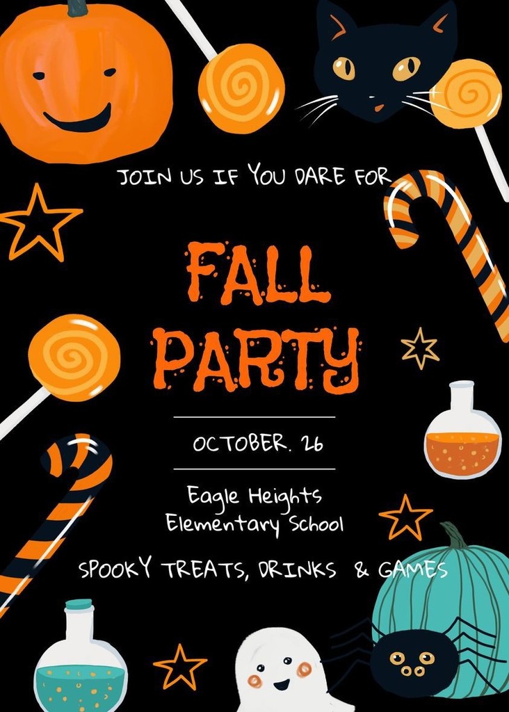 Fall party flyer, pumpkin, cat, ghose and candy images