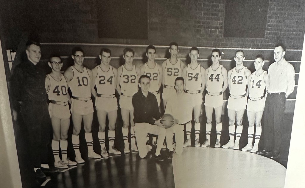 1964 boys' basketball team poses for picture